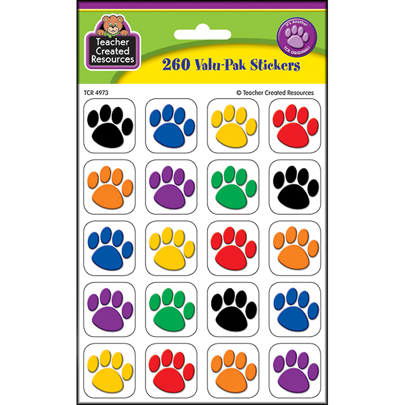 Colorful Paw Print Stickers Value Pack TCR4973