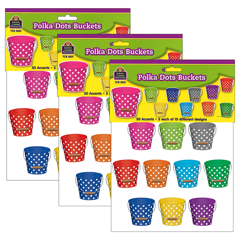  Teacher Created Resources Polka Dots Buckets Paper Accents  (5631) : Office Products
