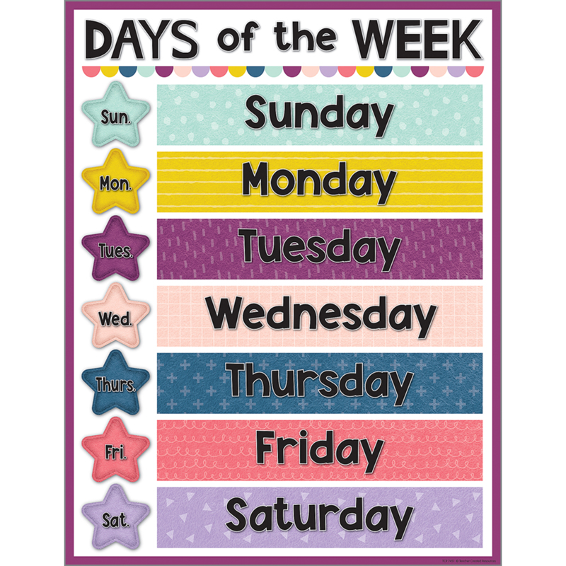 days of the week printable chart