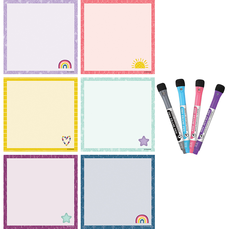 Teacher Created Resources Oh Happy Day Dry-Erase Magnetic Square Notes