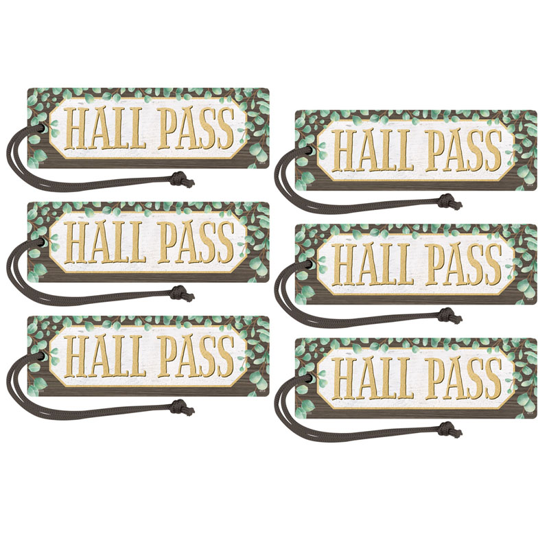 Teacher Created Resources Eucalyptus Magnetic Hall Pass Pack of 6