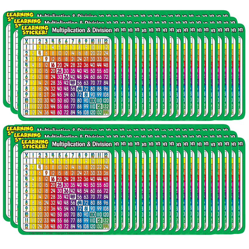 6 Pk Multiplication Division 4in Learning Stickers 20 Per Pk