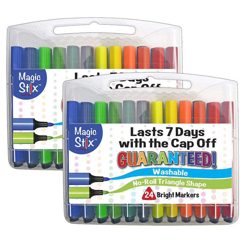 Magic Stix™ Triangular Markers, 24 Per Pack, 2 Packs - Zuma