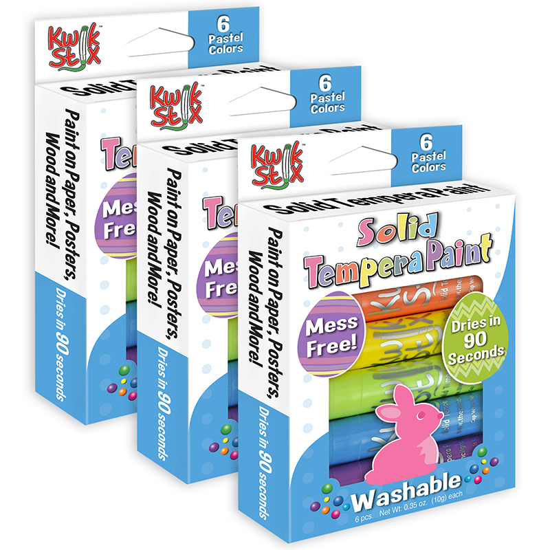 Kwik Stix Tempera Paint Sticks Easter Edition, Pastel Colors, 6 per Pack, 3 Packs