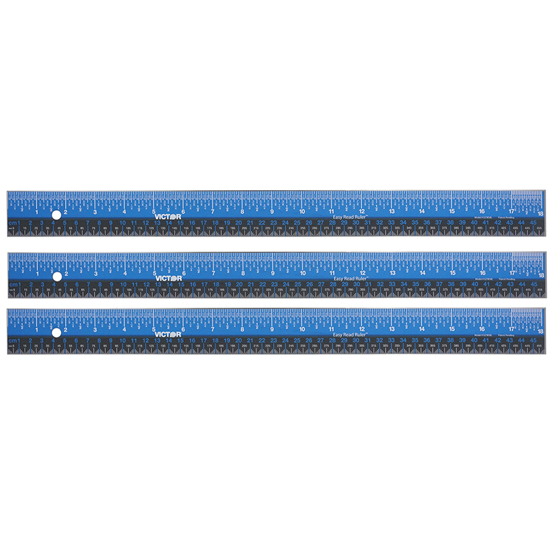 Victor Technology 18 in. Blue & Black Stainless Steel Ruler Pack of 3